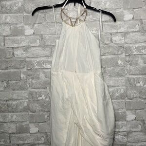 Do+BE White Linen Goddess Dress – Halter Neck, Full Length